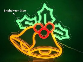 Cartel neon campanitas Navidad 